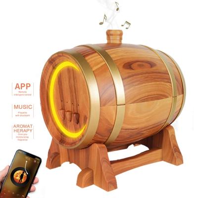 China 2022 Smart Control Ultrasonic Led Aroma Diffuser Machine Wooden Humidifier with Speaker APP Remote Control for sale