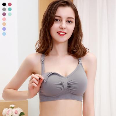 China Antibacterial Plus Size Mom Seamless Wireless Pregnant Women Breastfeeding Maternity Nursing Bra for sale