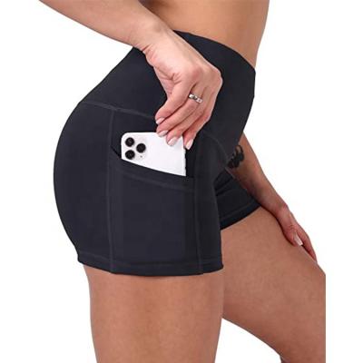 China High Waist Plus Size Women Sports Fitness Biker ShortsWorkout Yoga Gym Shorts With Pockets for sale