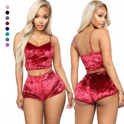 China Women Sleepwear Pijamas Ladies Breathable Mature Sexy Nightgowns Lingerie Velvet Thin Pajamas for sale