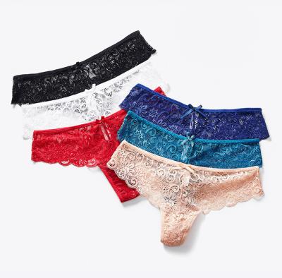 China Anti-static lace underwear briefs women sexy panties ladies transparent thong panties for sale