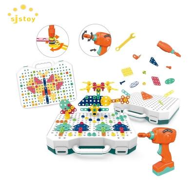 China Children Playing Electric Drill Puzzle Building Block Toy Hot Selling Funny Creative Mosaic Educational Toys Set Creative Mosaic 261PCS for sale