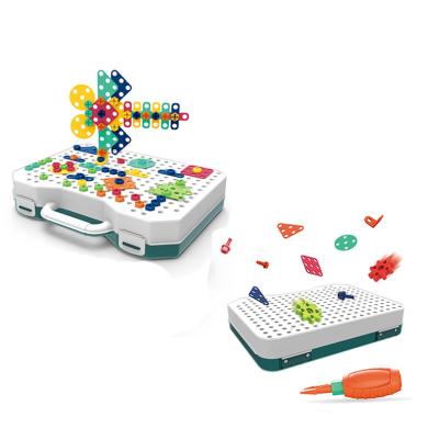 China Plastic Box Top Selling Creative Double Sided Manual Models Suitcase DIY Screw Mosaic Puzzle Educational Toys for sale