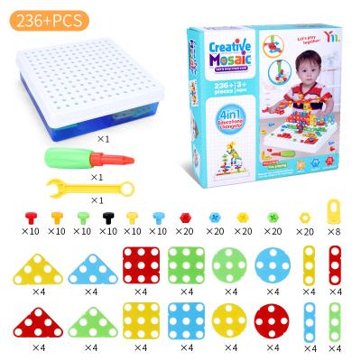 China 236pcs DIY Accessembly Electric Toys Jigsaw Puzzle Building Block Educational Toys Funny Creative Mosaic Drill Set For Kids for sale