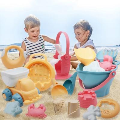 China Hot Selling ABS and Silicone Amazon TPR Beach Toys Sand Bucket Silicone Shovel Sand Mold Set Kids Summer Outdoor Toys for sale