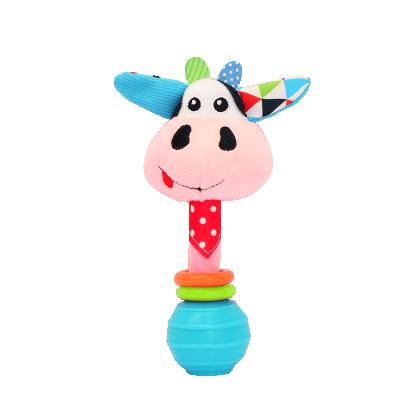 China Toy Jollybaby Cow Cartoon Soft Plush Cat Rattle Toy with Ringing Bell for sale