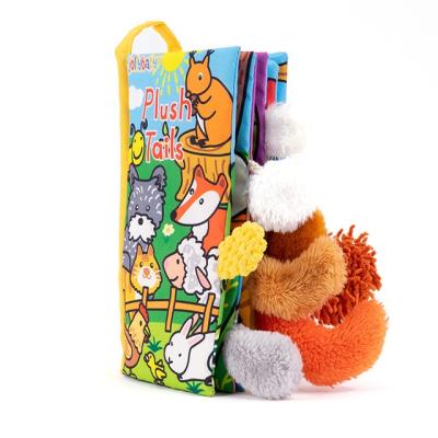 China Early Education Cloth Book Jollybaby Soft Plush Fold Paper Tails Baby Touch and Smell Animal Tails Early Educational Toy Cloth Book for sale