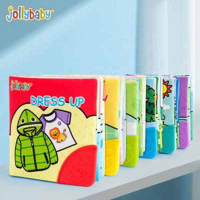 China Jollybaby 2021 Early Education Cloth Book Soft Baby Healthy Tissue Book With Teether for sale