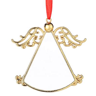 China Sublimation Blanks Custom Metal Christmas Tree Decoration Print Photo Car Ornaments Sublimation Blank Angel for sale