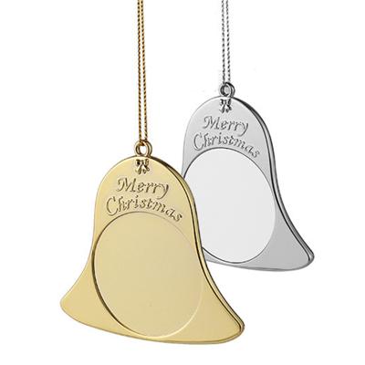 China Sublimation Blanks Double Sided Metal Christmas Tree Chime Jingle Pendant Wholesale Sublimation Blank for sale