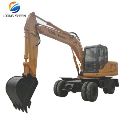 China Farms LX120-9A 0.55m3 mini wheel excavator with wheel excavator cheap price for sale