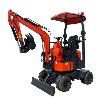 China Machinery Mini Excavator Wheel Earth Moving Excavator 1 Ton 1.2 Ton Excavator Wheeled Digger for sale