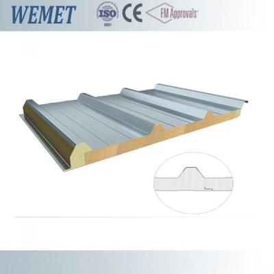 China FM approved rock wool fire proof insulated roof panel high strength 1000mm with PU sealing for sale