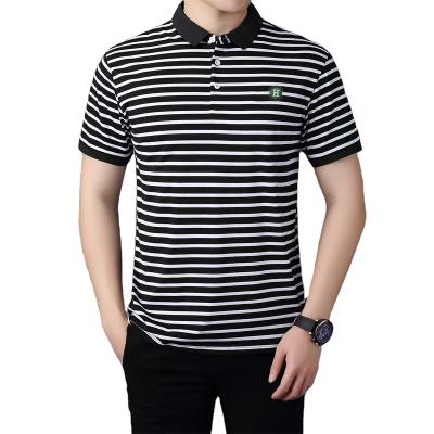 China 2023Wholesale High Quality Men's Polo Collar Striped Anti-wrinkle 100% Cotton Golf Polo T-shirt for sale