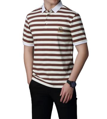 China 2023 Anti-wrinkle High Quality Fashion Striped Golf Short Men's Polo Shirt Wholesale Manufacturer 100% Cotton Sleeve for sale