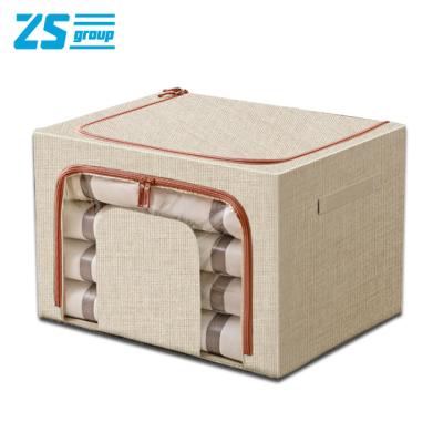 China Large capacity modern clothes stitch storage box, high-grade canvas transparent window with zipper storage box for sale