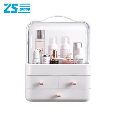 China Fashion Transparent Cosmetic Storage Box, Portable Type Flip Dust Cover, Desktop Dressing Table, Skin Care Product Drawer Holder for sale