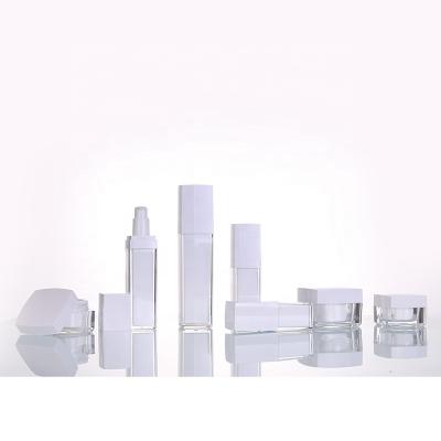 China Cosmetic Spray Bottle Transparent White Plastic Jars Cosmetic Cream Container for sale