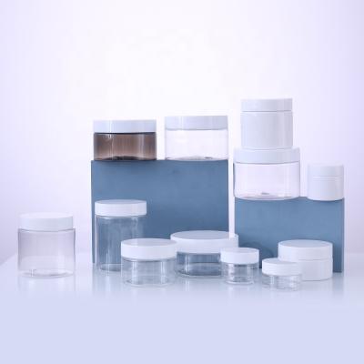 China Custom Color Cosmetic Transparent White PET Jars Plastic Packaging 250ml For Cosmetics for sale