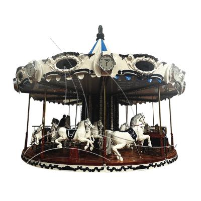 China Happy Park Fairground Kids Fiberglass Carousel Amusement Park Equipment Go Round for sale