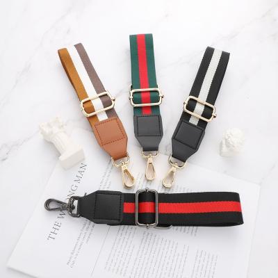 China 2022 Eco-Friendly Wholesale Stripe Colors 3.8cm Striped Woven Webbing Bag Strap High Quality And Fashion Removable Shoulder Strap For Bags for sale