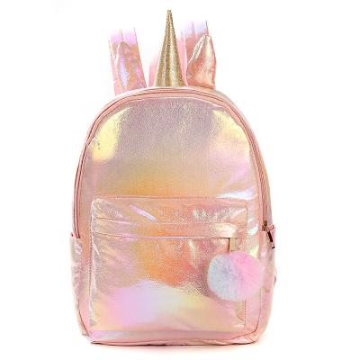 China Hot Selling Anti-theft PU Child Backpack Unicorn Fashionable Holographic Bag For Kids Baby Backpack Bag for sale