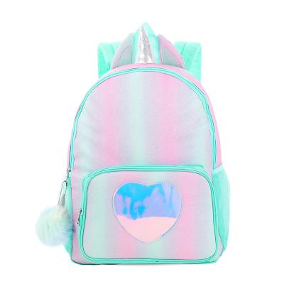 China 2022 large capacity anti-theft unicorn children backpack student girl cartoon schoolbag girl princess backpack for sale