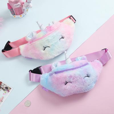 China Water Proof UniCorn Female Waist Bag Kids Fanny Pack Cartoon Plush Messenger Bag for sale