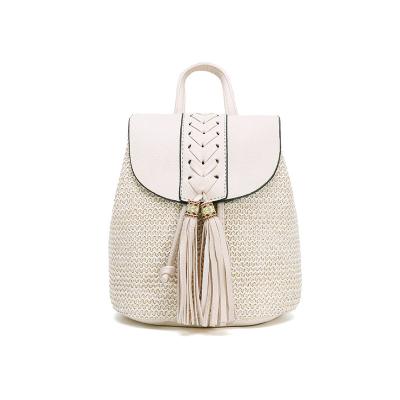 China 2022 New PP Straw Weave Backpack Large Version Tassel Backpack Lovely School Feminine Women's Others Backpack for sale