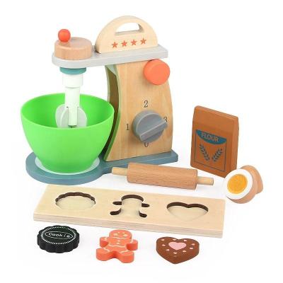 China New Wooden Kitchen Educational Toy Pretend Play Cooking Simulation Toys Mixer Bake Kitchen Mixer Set Wooden Bake Toy For Kids for sale