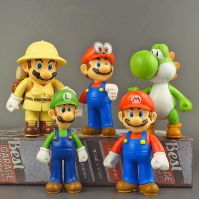 China Cartoon Toy 9.5CM 3D Cartoon Figure Mario Bros. Custom Figure Game Toy Mario Action Figures Car Interior Decorations PVC Package for sale