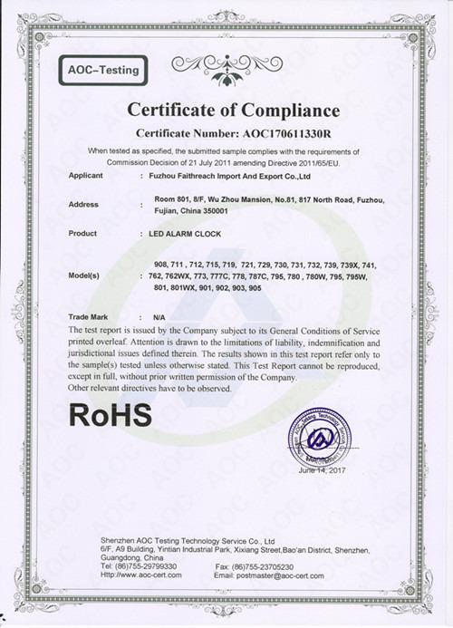 RoHS - Fuzhou Faithreach Import And Export Co., Ltd.