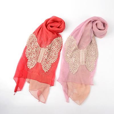 China Light Shade Chiffon Scarf Stones Scarf Comfortable Modern Casual Silk Bandana Hair Muslim Hijab For Women for sale