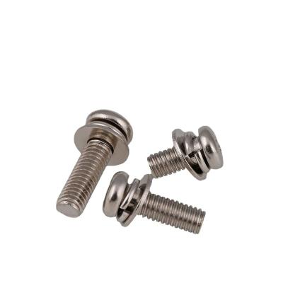 China Industry 304 Stainless Steel Round Triple Head Combination Spring Protection Flat Combination Screws Pan Head Combination Cross Recessed Screws for sale