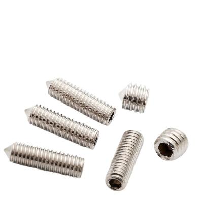 China Industry 304 Stainless Steel Hexagon Socket Headless Set Screw Thread Tip Machine mM4M5M6M8M10M12 Top Fasteners for sale