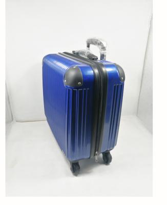 China Durable 18inch Blue Polyester ABS Carry On Luggage With 4 Wheels for sale