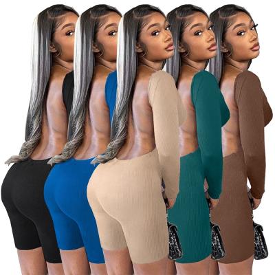 China QUICK DRY BNGL6622-Hot selling women's jumpsuit Fashion comfortable pit strip cloth Solid sexy backless jumpsuit for sale