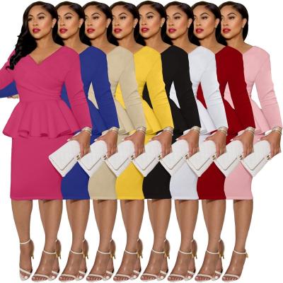 China Breathable BNL345-Best selling fashion designer women's dress open back zipper design with ear edge hem top Women's work dress for sale