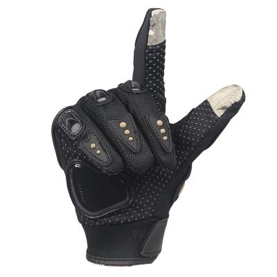 China Full Finger Motorbike Gear Waterproof Sports Bike Motorcycle Black Breathable Leather Material Motorbike Racing Gloves for sale