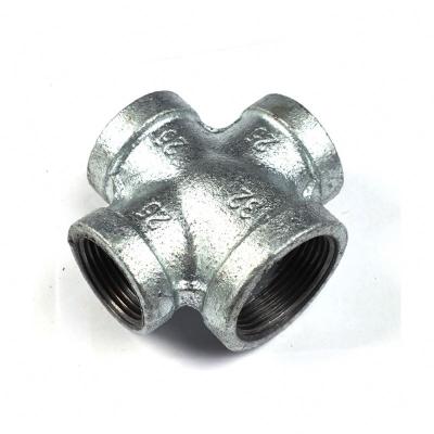 China Eco-Friendly Connection Cross Forged 4 Way Cross Fig Pipe Fittings Galvanized Malleable Iron NPT Threaded Cross Fig for sale