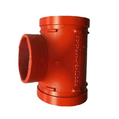 China Eco-Friendly Grooved Listed Slip Fittings HDPE Fire Fighting Reducing Threaded 63mm Reducing Tee for sale