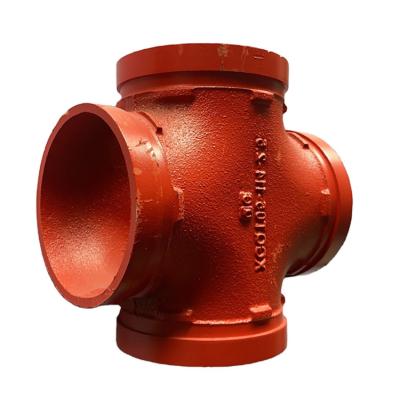 China Eco-friendly Grooved Mech Painted Fittings Roll Fittings Reducing Equal Cross Cross Ductile Iron Grooved Pipe Fitting for sale