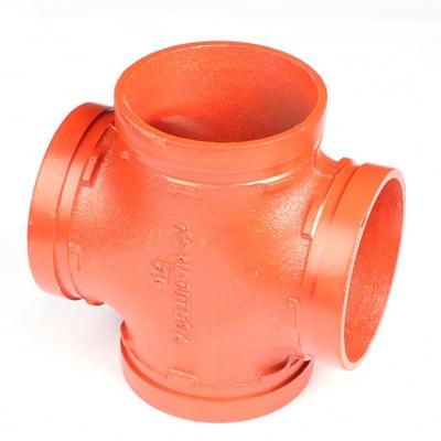 China Eco-friendly Mechanical Cross Grooved Iron Flange Bend Malleable Pipe Fittings Reducing Coupling Malleable Grooved Iron Pipe Fitting Tee for sale