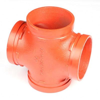 China Eco - Friendly Galvanized Grooved Iron Mechanical Cross Malleable Pipe Fittings Cast Grooved Pipe Fittings for sale