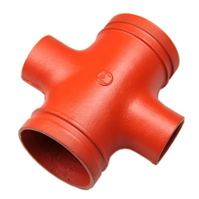 China Eco - Friendly Fire Fighting Grooved Fittings Press Reduce Mechanical Tee Grooved Fitting 4 Way Over Reducing 4 - Way Reducer Cross for sale