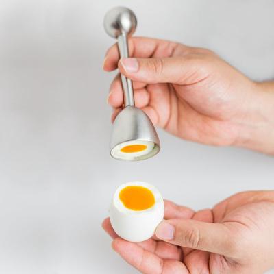 China Viable Stainless Steel Egg Opener Topper Cutter Soft Boiled Shell Removal Egg Cup Holder Tools for sale