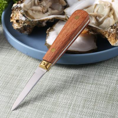 China Custom Viable Kitchen Tools Stainless Steel Oyster Shelling Knife With Rosewood Handle Seafood Tool Oyster Knives for sale