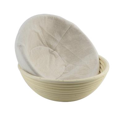 China Viable Baking Tool Kit 9 Inch Rattan Bread Fermentation Baking Bowl Rattan Round Bread Basket With Cover for sale