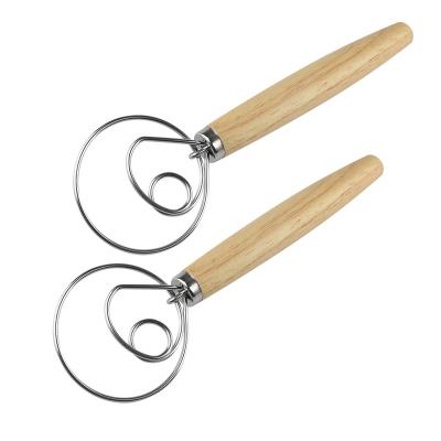 China 10 Inch Dough Bread Beater Hand Hook Dutch Wooden Bread Mixer Viable Baking Tools for sale