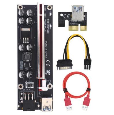 China Electronic Hardware VER009S Plus PCI-E PCI Express Riser Card 1X To 16X USB 3.0 Cable SATA To 6 Pin Connector for sale